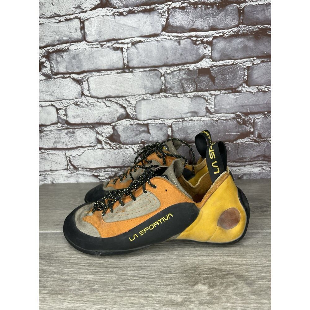 La Sportiva Katana Orange Suede Black Lace Climbing Shoes Men Sz 10.5M US/43.5EU
